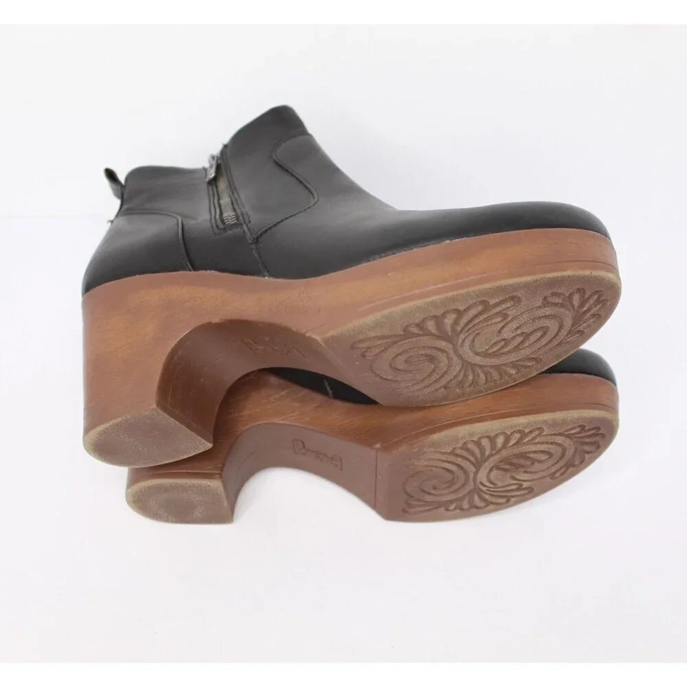 B.O.C. Chelsea Platform Ankle Women's 10 M Faux Black Leather Block Heel‎ Zipper